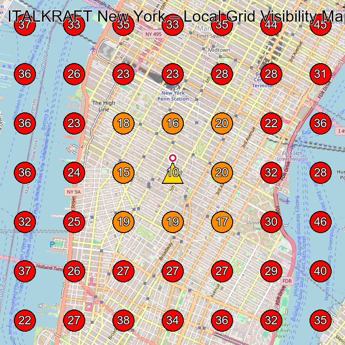 ITALKRAFT New York GeoGrid visibility map for Kitchen Remodeler in Manhattan
